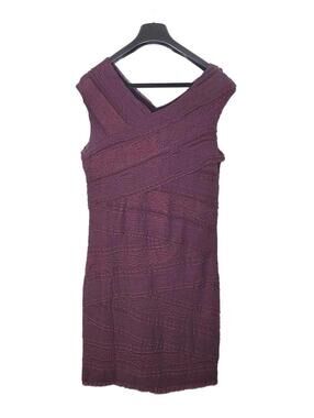 Hem And Thread Lacey Amethyst Cocktail Dress V-Neck Sleeveless Sheath Knee L Lg
